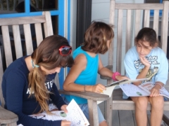 homeschool kids on porch