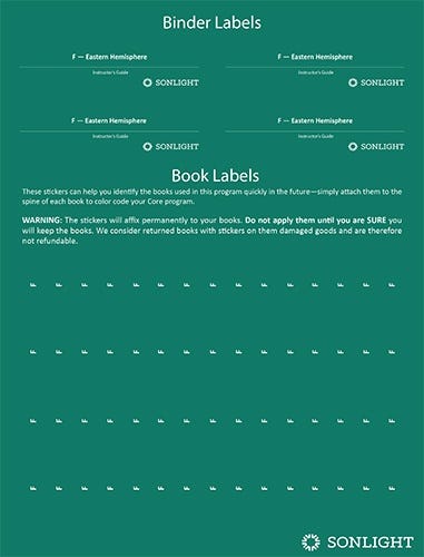 Sheet of Book Labels F