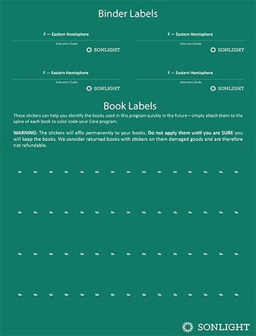 Sheet of Book Labels F