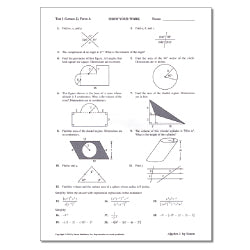 Saxon Math Algebra 2Negative Exponents, Product and Power Theorems for Exponents, Circle RelationshipsLesson Page 1Lesson Page 2Test