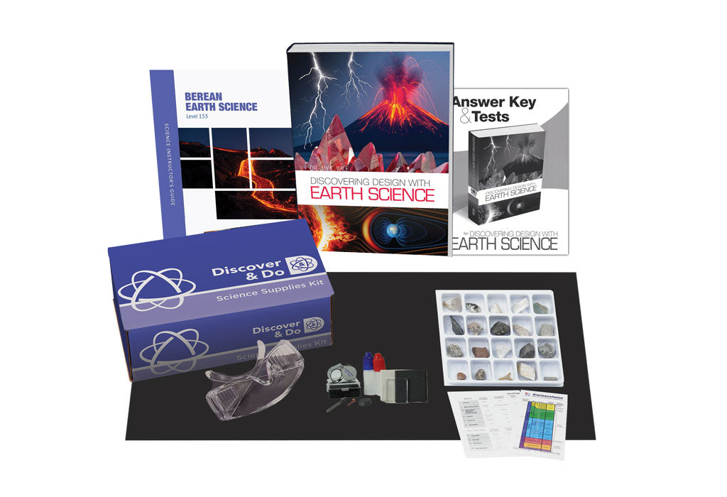 Science 155Berean Earth ScienceIncludes a textbook, solutions and tests, a Sonlight Earth Science Schedule Plus, Earth Science Supplies Kit, Geology Basics Kit, and Geology Testing Kit.Age Range: 13-15Grade Range: 8-10