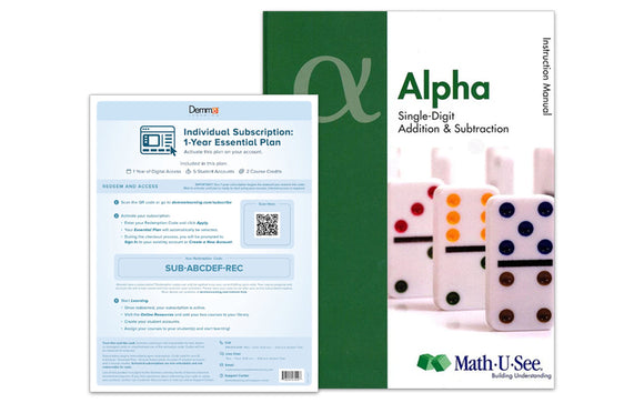 Math-U-See Alpha Instruction Manual & Annual Access Card