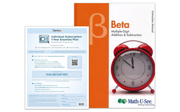 Math-U-See Beta Instruction Manual & Annual Access Card
