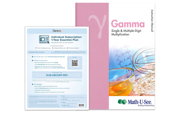 Math-U-See Gamma Instruction Manual & Access Card