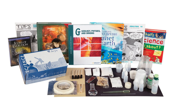 ScienceIn Science G - Geology, Physics, and Origins, your children will take time to explore earth science, evolution and intelligent design, and chemistry. Included experiments cover practical chemistry and deepen the experience for your children.Starting in 7th grade, Sonlight also offers Apologia science as an option. This year we schedule Apologia's General Science, which provides a wonderful overview of the entire range of scientific inquiry.This course is designed for use by homeschoolers and includes topics like a brief history of science; the scientific method; how to interpret experiments; the distinction between science, applied science, and much more. It is written with the interests and concerns of evangelical Christians at the center.Both programs include the unique items that you need to perform the hands-on experiments and student exercises included in each program.Choose the matching 7th Grade Science level (Science G or Apologia General Science) or browse other available Science programs and see what you could discover.