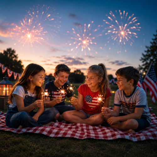 Generated kids with sparklers squared 500x500