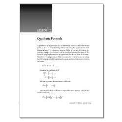 Math-U-See Algebra 2Quadratic Formula: Lesson 12, Lesson Practice, Test Scope & Sequence