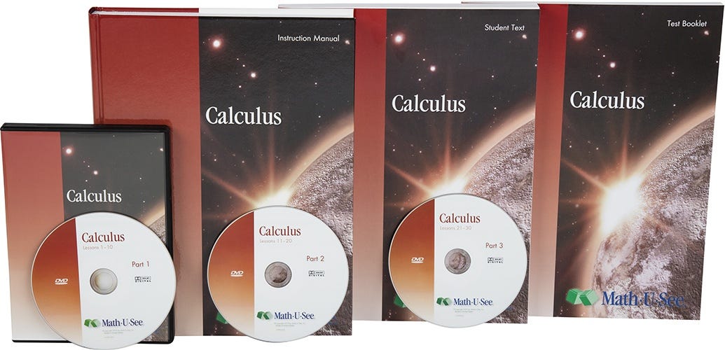 MathSonlight includes Math-U-See's Calculus in our 12th Grade All-Subjects Package.Calculus covers topics such as derivatives, integrals, calculus applications, differential equations, and more.Your student will learn about subjects like terminology and graphing, quadratic equations, derivative rules, trigonometric functions, among other things.Math-U-See is included in Sonlight's All-Subjects Packages, but you can customize as desired.