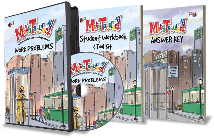 MathTacular® 4 PackageIncludes the MathTacular® 4 DVD/Digital Access, Workbook so your kids can solve each problem along with the video, and Answer Key.