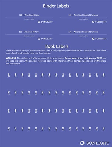 Sheet of Book Labels 100