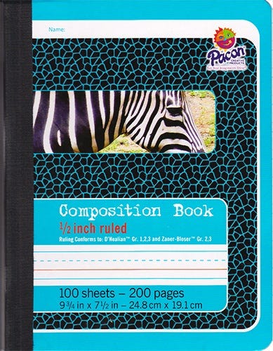 Lined Paper Composition Book for approx. levels 3-4