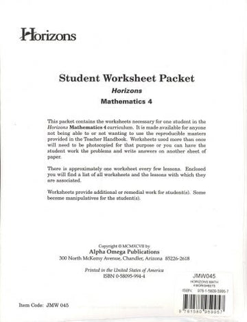Horizons Math 4: Student Worksheet Packet