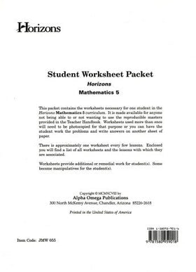 Horizons Math 5: Student Worksheet Packet