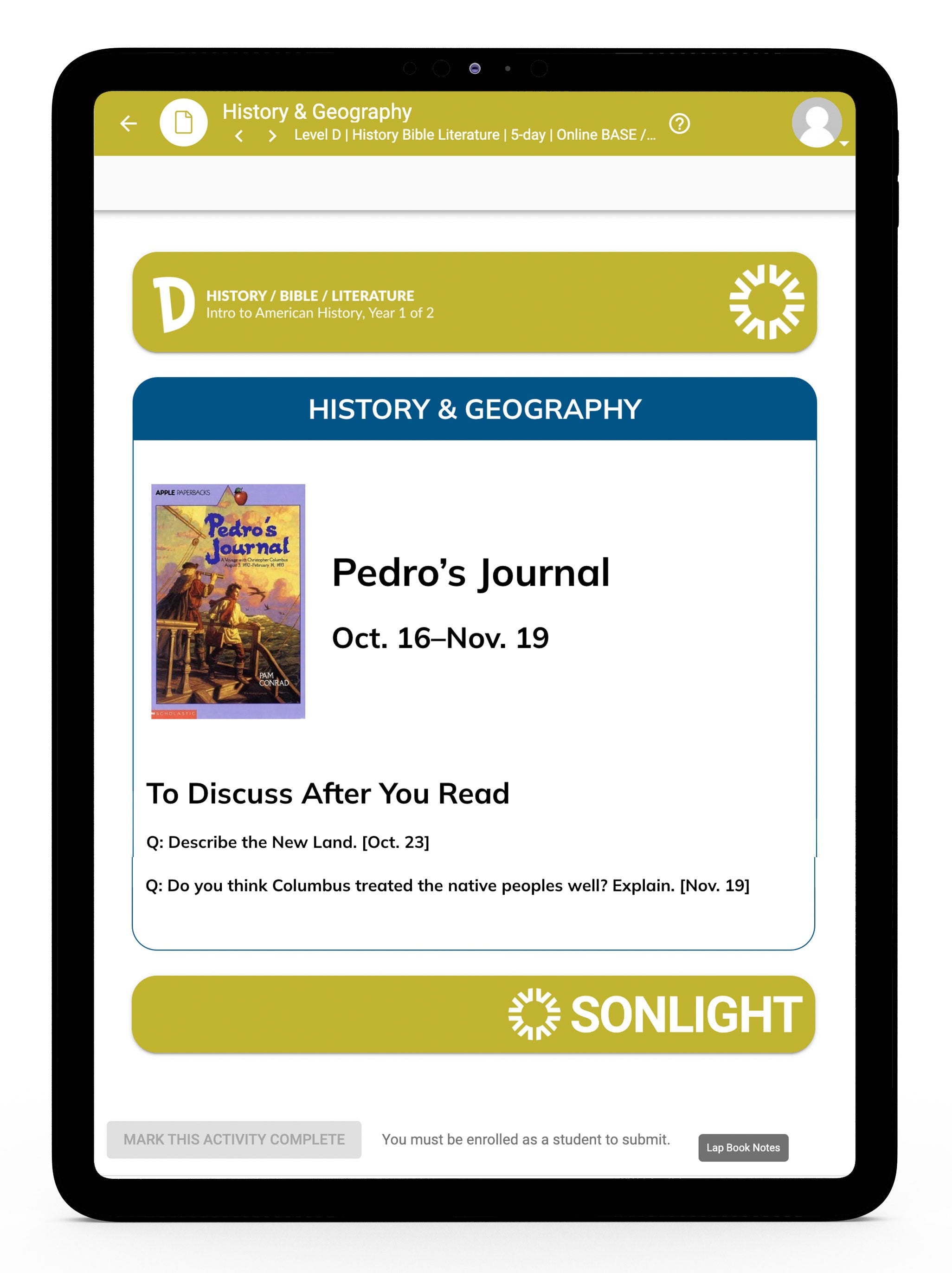 History/Bible/Literature D Online Instructor's Guide | 5-Day (with purchase)