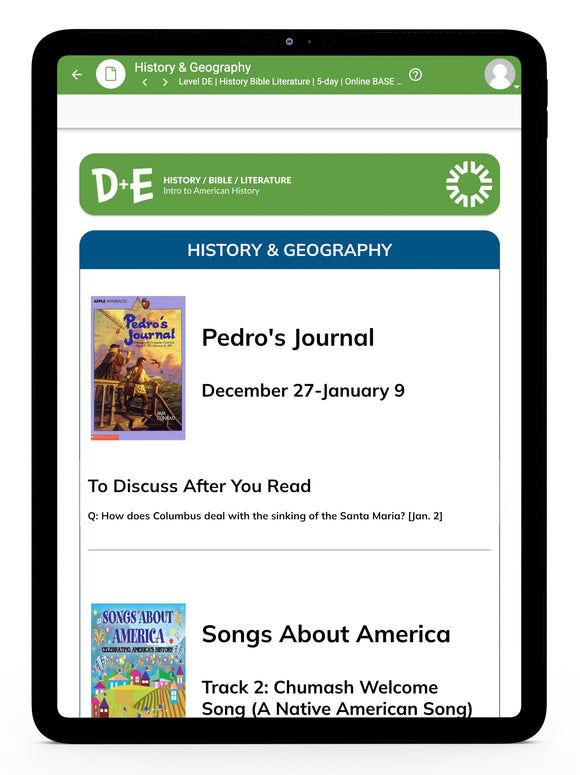 History/Bible/Literature D+E Instructor's Guide