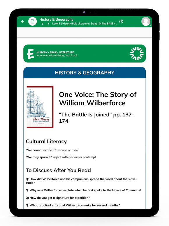 History/Bible/Literature E Online Instructor's Guide | 4-Day (with purchase)