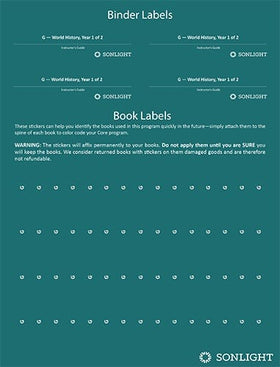 Sheet of Book Labels G