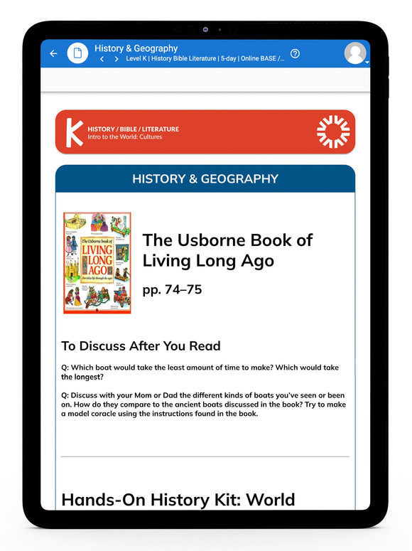 History/Bible/Literature K Online Instructor's Guide | 5-Day (with purchase)