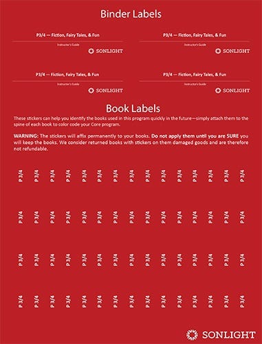 Sheet of Book Labels Preschool
