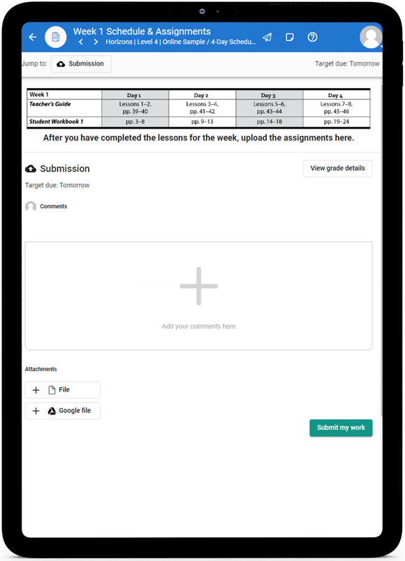 Horizons Math, Level 4 - Online Schedule