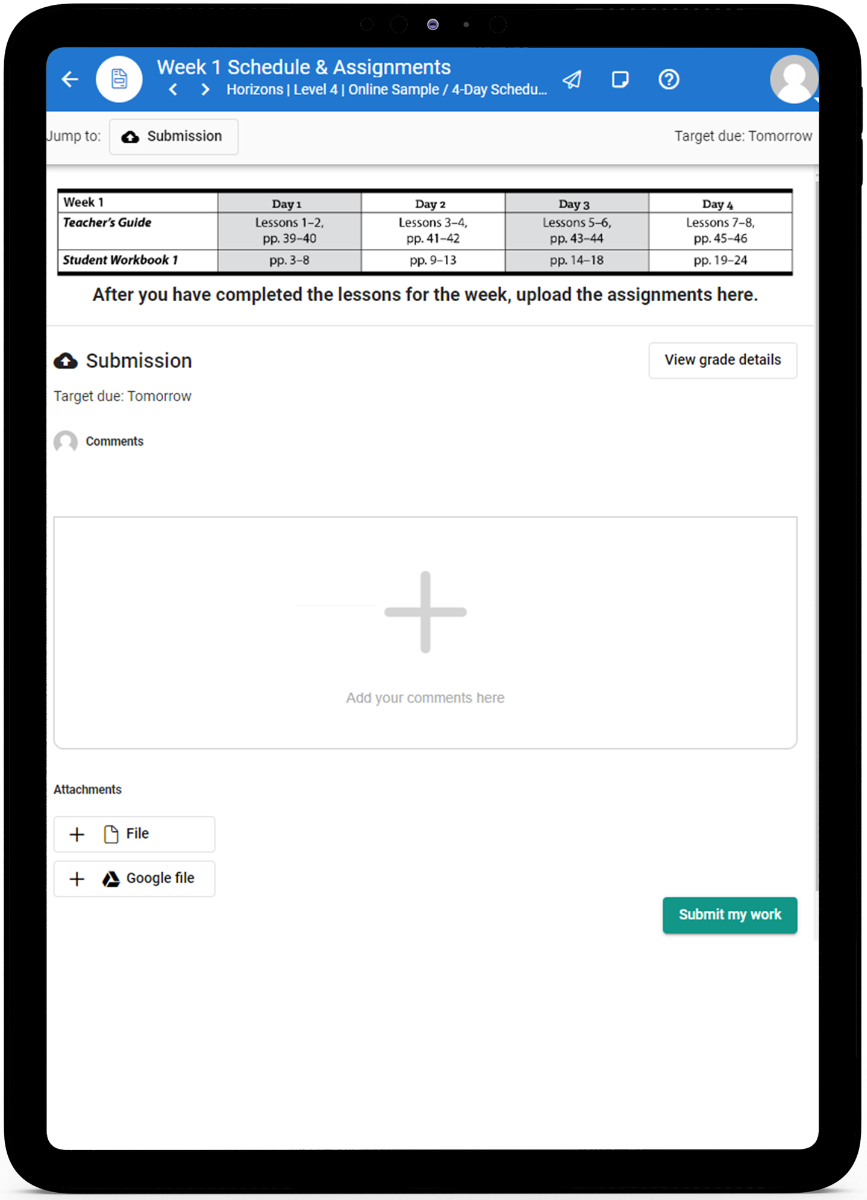 Horizons Math, Level 4 - Online Schedule