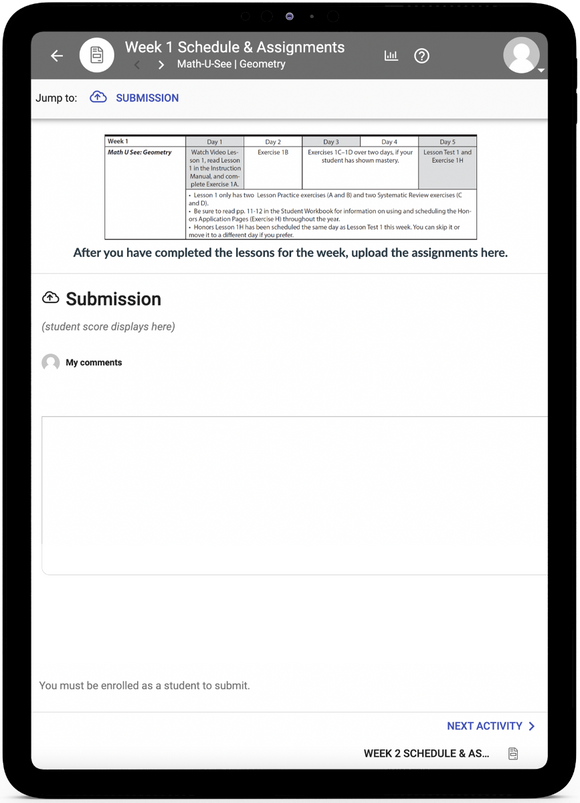 Math-U-See - Geometry Online Schedule