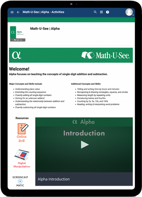 Math-U-See Alpha - Online Schedule
