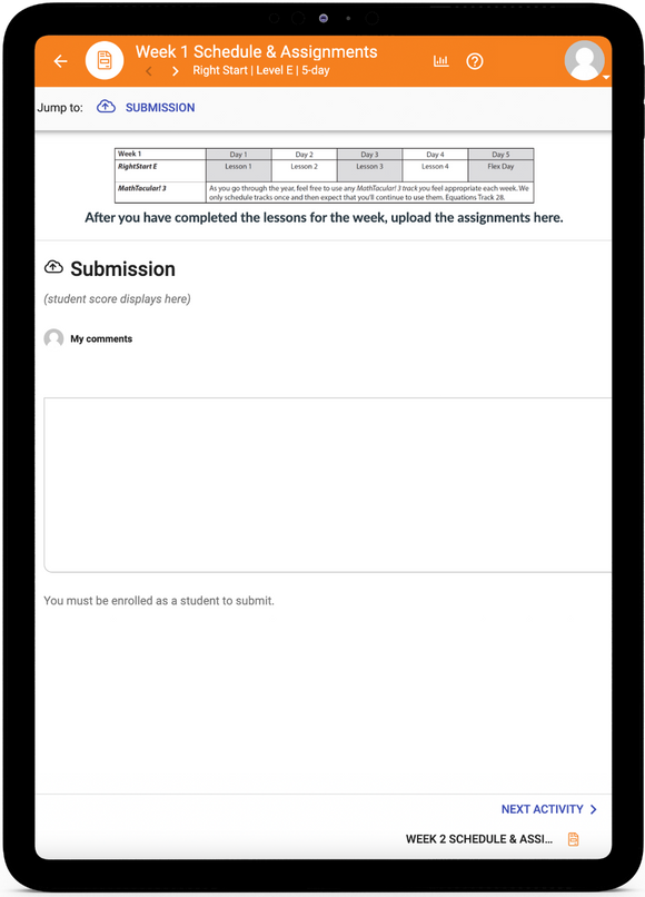 RightStart Level E Math - Online Schedule