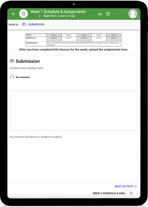 RightStart Level G Math - Online Schedule