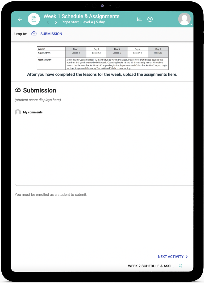 RightStart Math Level A Online Schedule | Digital Homeschool Schedule ...