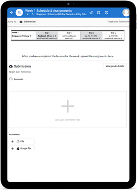 Singapore 4 Primary Math 2022  - Online Schedule