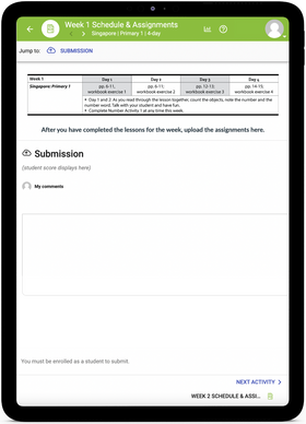 Singapore Math 1 - Online Schedule