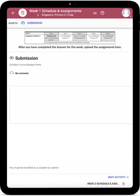 Singapore Math 3 - Online Schedule