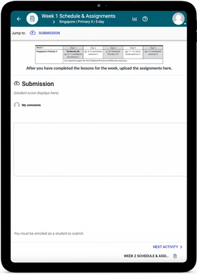 Singapore Math 5 - Online Schedule