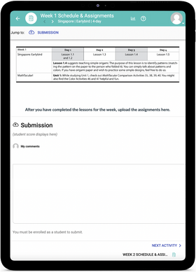 Singapore Math K - Online Schedule