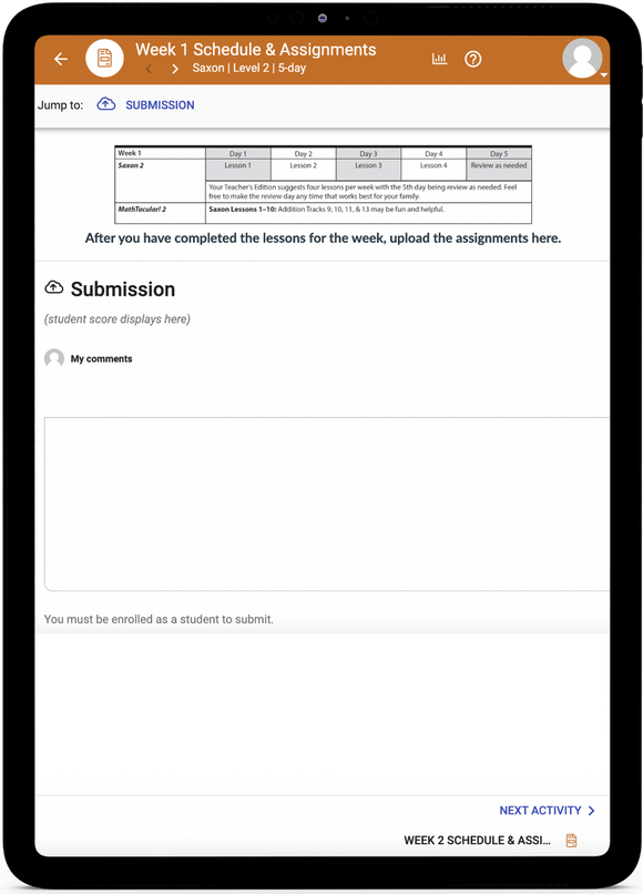 Saxon Math 2 - Online Schedule