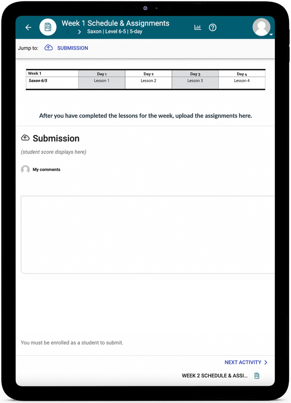 Saxon Math 6/5 - Online Schedule