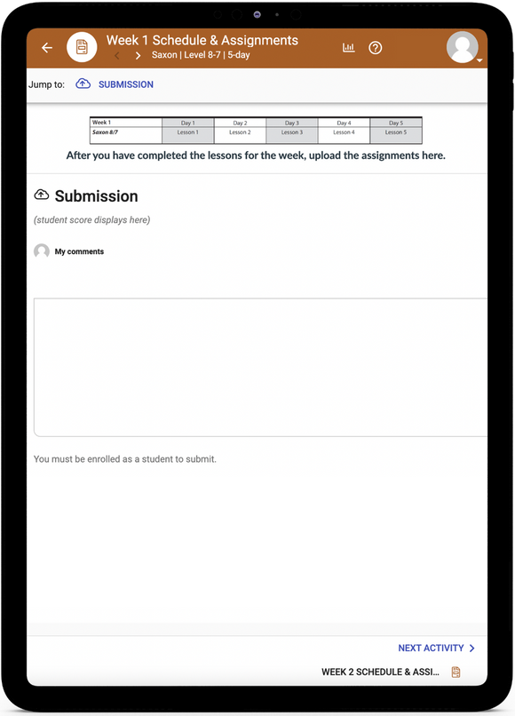 Saxon Math 8/7 - Online Schedule