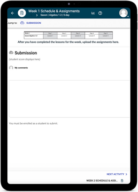 Saxon Math Algebra 1/2 - Online Schedule