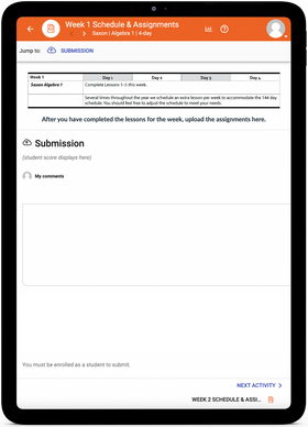 Saxon Math Algebra 1 - Online Schedule