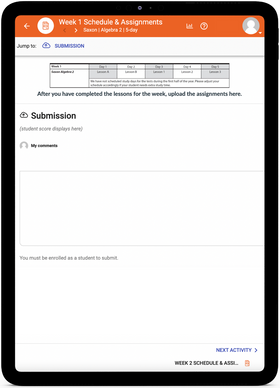 Saxon Math Algebra 2 - Online Schedule