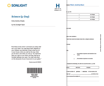 Extra Science H Student Activity Sheets | 5-Day
