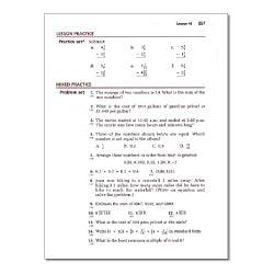 Saxon Math 7/6 SamplesLesson 48 PracticeFractions Practice Test