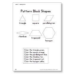 Saxon Math K Worksheetshapes: triangle, square, parallelogram, rhombus, trapezoid, hexagon