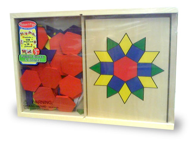 wooden pattern blocks and boards