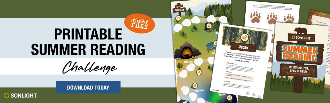 Track your summer reading progress with Sonlight's FREE Summer Reading Challege Kit + Printable Reading Chart