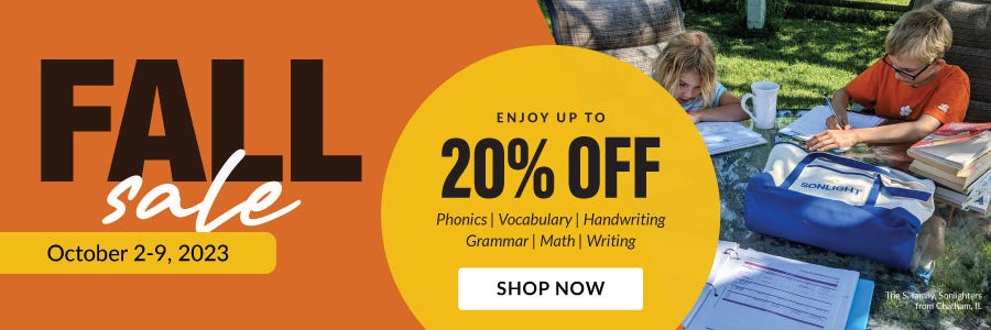 Boost the basics and conquer struggle subjects during Sonlight's Fall Sale | Oct 2-9