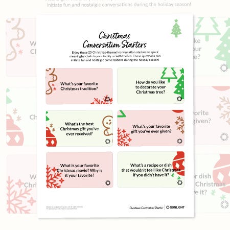 Christmas Conversation Starters - Free Printable