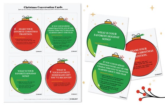 A look inside Sonlight's Christmas Conversation Starter Printable