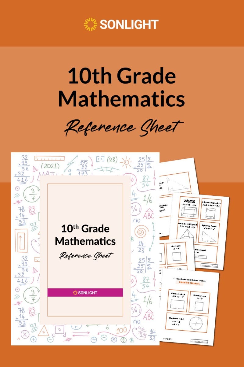 Tenth Grade Math Formulas/Charts - FREE Download